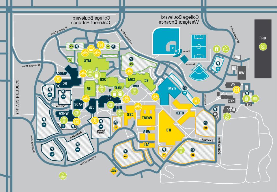 Map of sustainability initiatives across campus